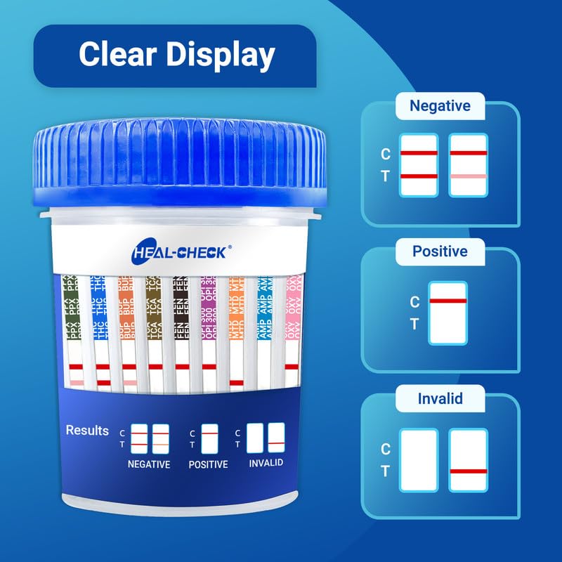 6 Pack 16 Panel Multi Drug Urine Test Kit, HEAL-CHECK Urine Drug Test Cup for Home or Workplace, Screens for Fen (Fentanyl), THC, AMP, BUP, BAR, BZO, COC, MET, MDMA, OPI, MTD, OXY, PCP, PPX, TCA, TML 6 PACK - BeesActive Australia