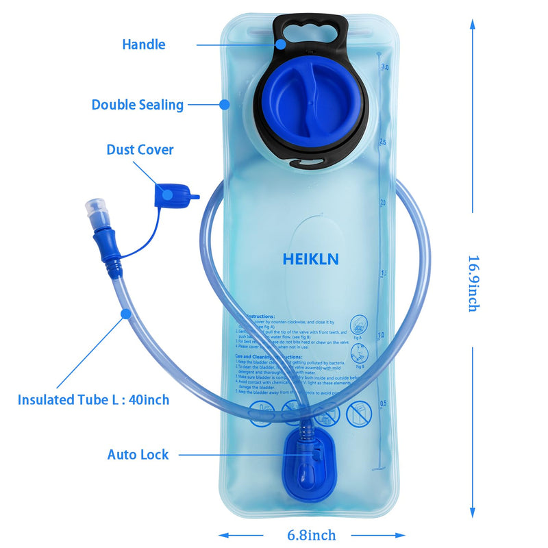Hydration Bladder 1.5L-2L-3L,Leak Proof Water Reservoir, BPA Free Military Water Storage Bladder Bag Hydration Pack Replacement Easy Clean for Bicycling Hiking Camping Hunting Running 3L Blue+Green