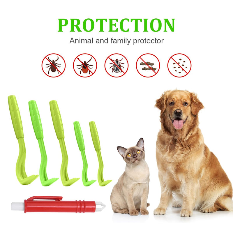 Adiwo tick remover set, set of 6 tick lifters, includes 5 tick hooks and 1 tick tweezers, tick tweezers, tick protection for dogs, cats and humans - BeesActive Australia