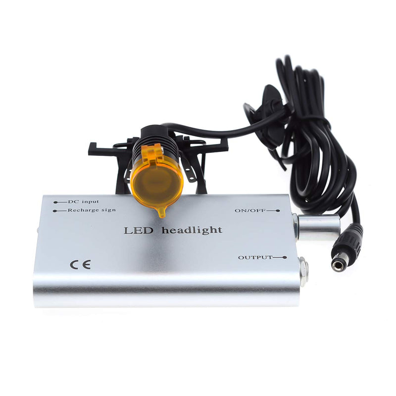 Silver Headlight Headlamp,3W LED Head Light with Universal Metal Clip Filter for Binocular Loupes