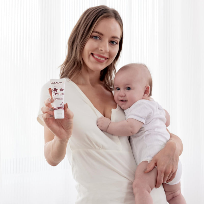 Momcozy 100% Natural Nipple Cream, Vegan Lanolin-free Nipple Balm, Soothing Cream for Sore, Cracked Nipples, Breastfeeding Essentials for Nursing & Pumping Moms, 1.41 oz - BeesActive Australia
