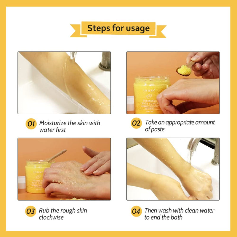 Liyalan Turmeric Body Scrub Moisturizing and Exfoliating Body, Face, Hand, Foot Scrub,Nourishes Skin,Deep Cleansing 7.8oz 7.8 Ounce (Pack of 1) - BeesActive Australia