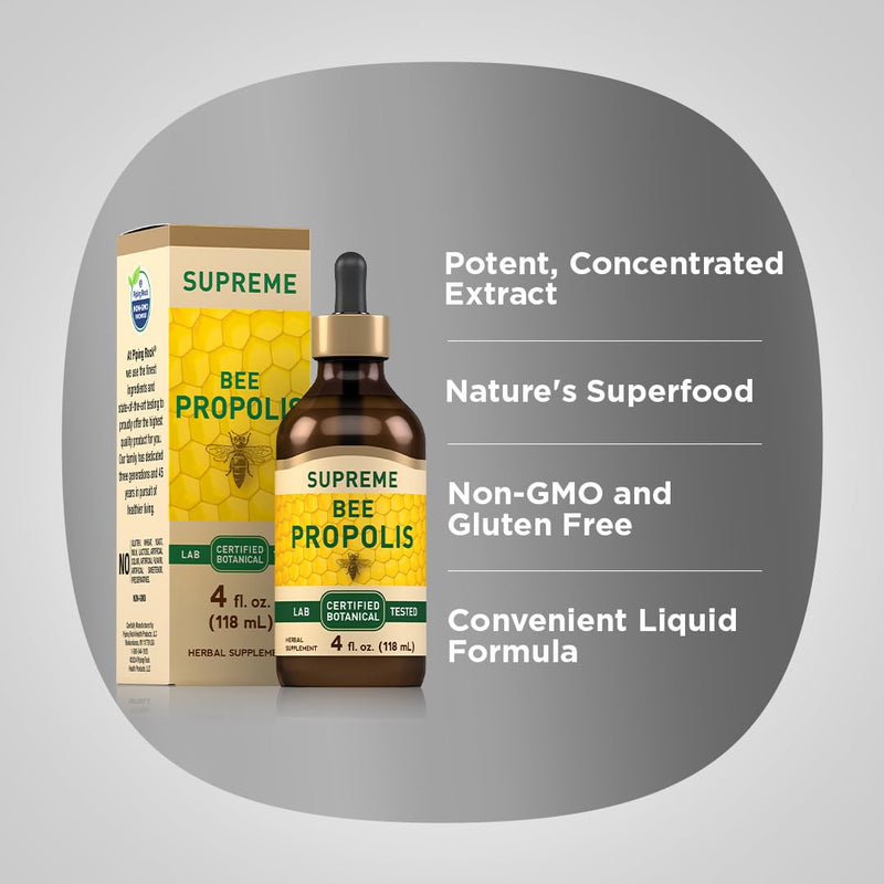 Piping Rock Bee Propolis Tincture | 4 Fl Oz | Certified Botanical Extract Liquid | Non-GMO, Gluten Free Supplement - BeesActive Australia