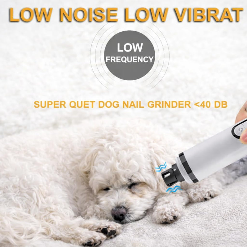 Professional Dog Nail Grinder with LED Quick Sensor Light & LCD Screen, 3-Speed, Corded/Cordless, 8Hr Runtime, Quiet Electric Pet Nail Trimmer Kit w/Clippers, 2000mAh Rechargeable for Dogs & Cats