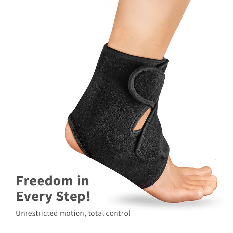 Bracoo Ankle Support Brace For Men & Women, Adjustable Compression Sleeve Strap Wrap, Sprain, Arthritis, Pain Relief, Sports Injuries and Recovery, Breathable Neoprene Brace, FS10 Black Small/Medium (Pack of 1)