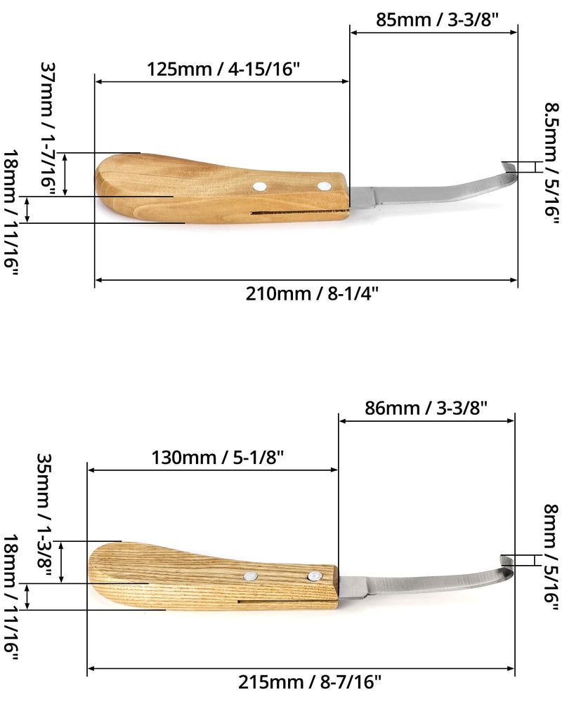 QWORK Hoof Knife Set, Left and Right Hand Razor Edge Shaped, Stainless Steel - BeesActive Australia
