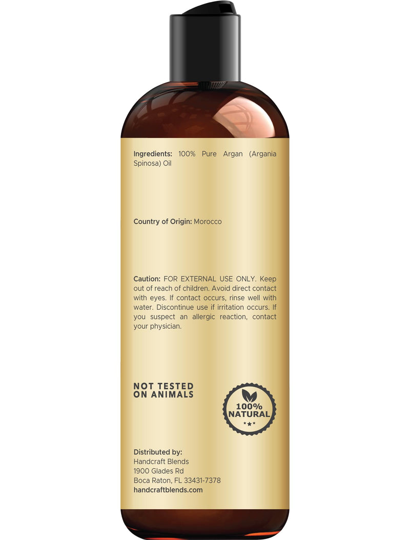 Handcraft Blends Moroccan Argan Oil - 8 Fl Oz - 100% Pure and Natural - Premium Grade Carrier Oil for Skin and Hair - Hair and Body - Massage - Cold-Pressed Argan Oil 8 Fl Oz (Pack of 1) 8 Fl Oz (Pack of 1) - BeesActive Australia