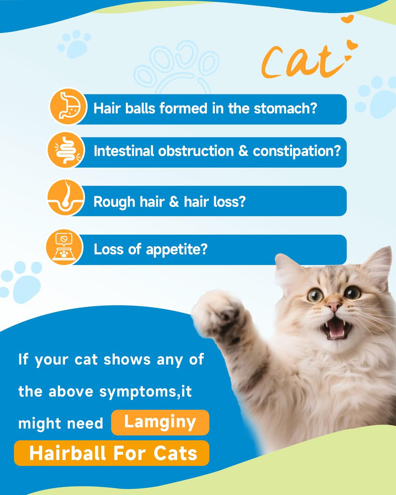 Hairball Relief for Cats - Cat Hairball Remedy for Digestive Health Aid, Immune Support, Skin Coat Support, Furball Control with Psyllium Husk, Pumpkin Fiber, Omega-3, Enzyme, Vitamin, 60ml