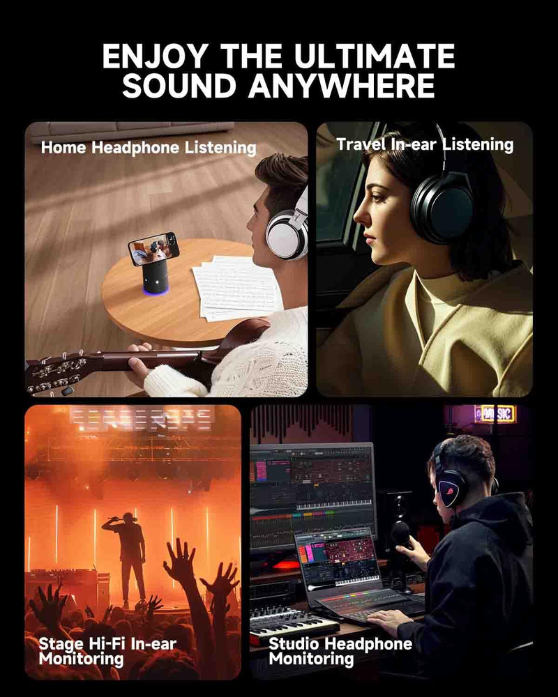 Donner EM1 Portable Analog Headphone Amplifier, Rechargeable in-Ear On-Ear Monitor Amplifier Stereo Headset Earphone Amp, with Volume Control, Audio Booster, XLR, TRS Input, 3.5mm Output Jack, Black