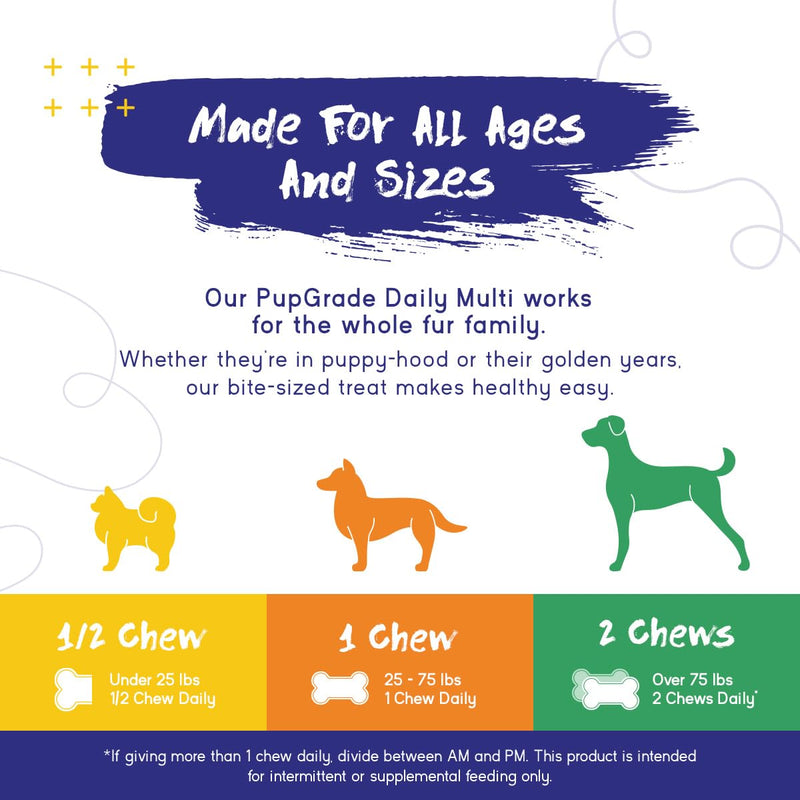 PupGrade Daily Multivitamin for Dogs - All-in-One Supplement for Digestive, Immune, Skin and Coat Health - 32 Healthy Nutrients, Probiotic Enzymes, Omega Fish Oil, Vitamins A, C, D & E - 30 Soft Chews 30 Count (Pack of 1) - PawsPlanet Australia