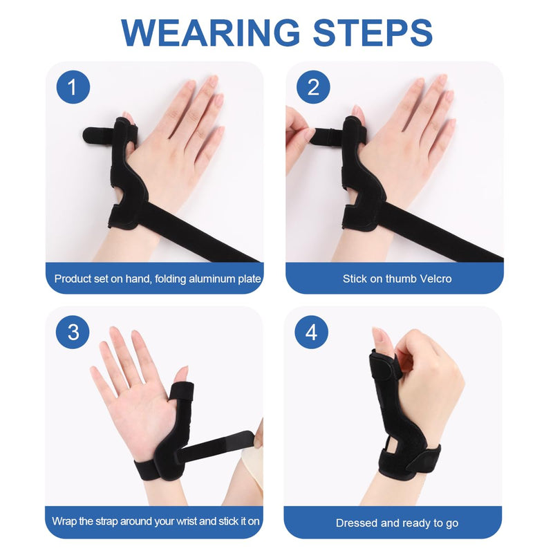 Thumb Spica Splint Brace - 2 Pack Trigger Finger Splint Wrist Support for CMC, De Quervain’s Tendonitis, Pain Relief, Arthritis, Tendonitis, Thumb Stabilizer Adjustable Fit Right or Left Hand Black - BeesActive Australia
