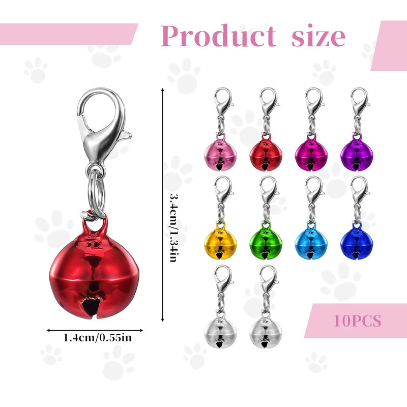10 Pcs Cat Collar Bells, Colourful Bells with Clasps, Jingle Bells for Cat Collar, Pet Collar Bell Accessories, Dog Collar Bell Charms, 1.4cm Bells for DIY Crafts Decoration - BeesActive Australia