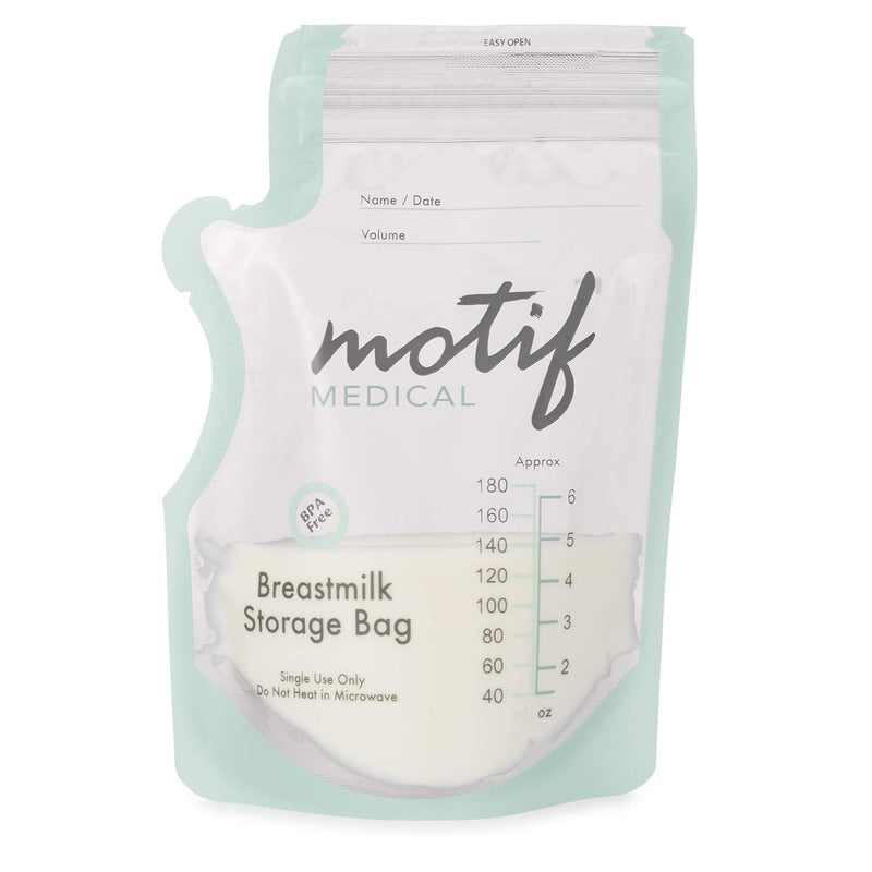 Motif Medical, Milk Storage Bags, 6 oz Milk Freezer Bag with Easy Pour Spout, BPA Free, Write-On Label - 100 Count 6 Ounce (Pack of 100) - BeesActive Australia