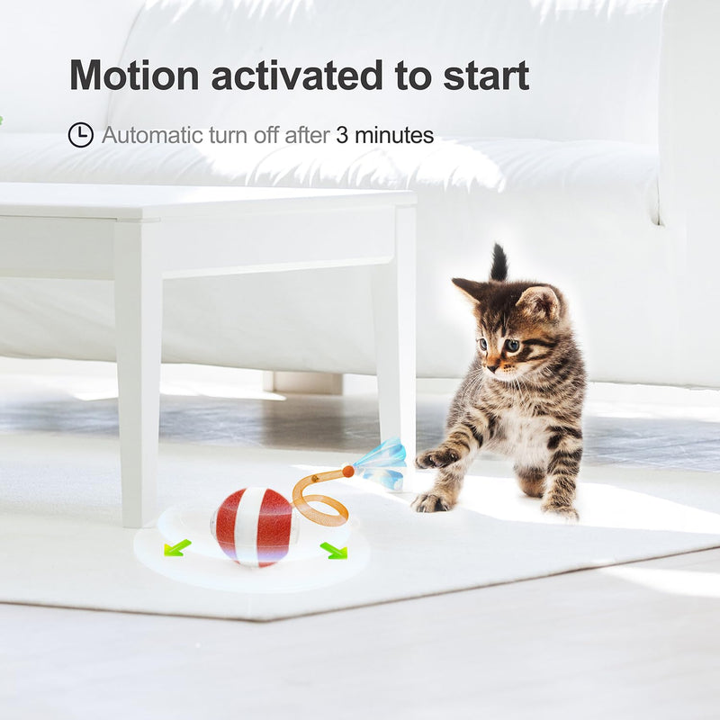 Interactive Cat Toys for Indoor Cats,The 3rd Generation Agile Moving Cat Ball with Elastic Mesh Tail,Automatic Cat/Kitten Toys for Bored Indoor Adult Cats,Motion Activated Orange - BeesActive Australia
