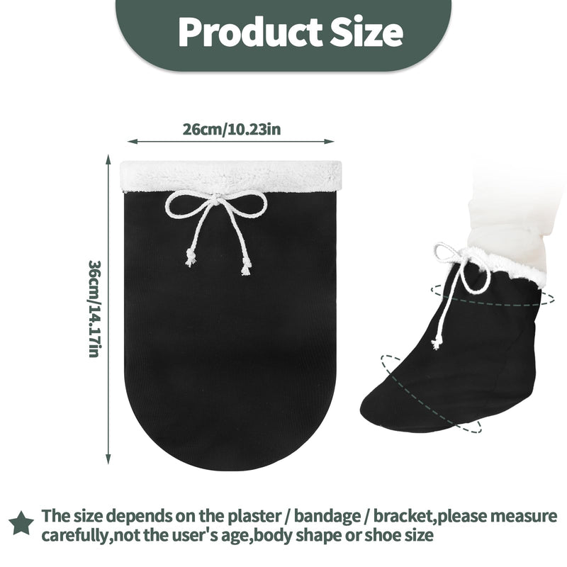 Cast Sock Cover for Foot, Cast Cover for Foot, Leg Cast Cover, Adjustable Drawstring Foot Cast Cover for Men and Women (Thick, Black) 14 Inch Thick, Black