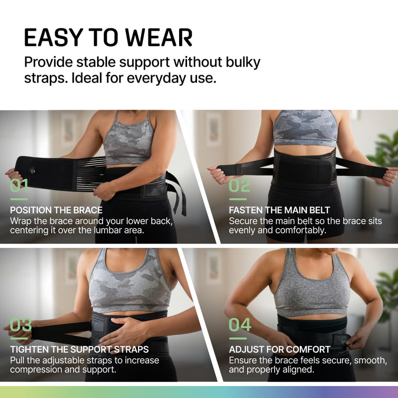 Modvel Back Brace for Lower Back Pain Women and Men – Lumbar Support Belt for Sciatica, Herniated Disc, Muscle Strain – Adjustable Breathable Work Brace with 6 Stays – Support for Posture – Size L Large BLACK 1