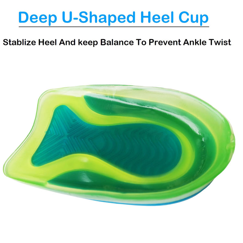 Kids Heel Cups for Heel Pain Sport Shock Absorbing Lightweight Gel Heel Inserts for Kid's with Sensitive Heels, Heel Spurs, Plantar Fasciitis, or Ankle Pain (2 Pairs Kid's Size 3-7 / Women 4-8) 2 Pairs Kid's Size 3-7 / women 4-8