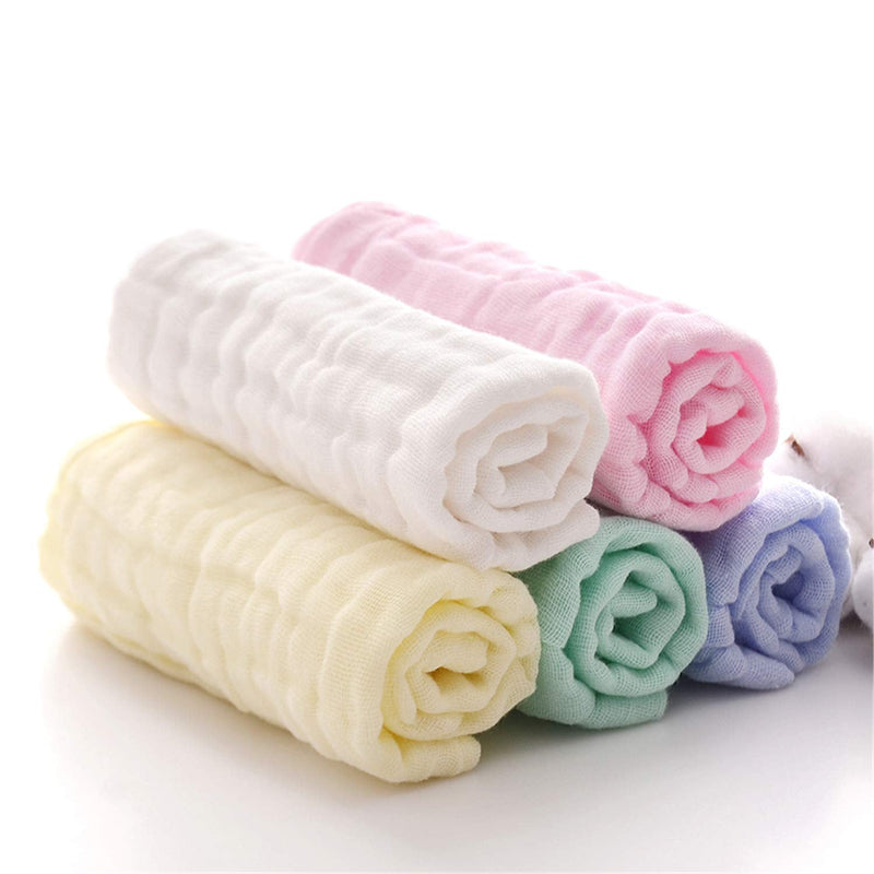 MUKIN Baby Washcloths - Natural Cotton Baby Wipes - Soft Newborn Face Towel and Washcloth for Sensitive Skin, Registry as Shower, 5 Pack 12x12 inches - BeesActive Australia