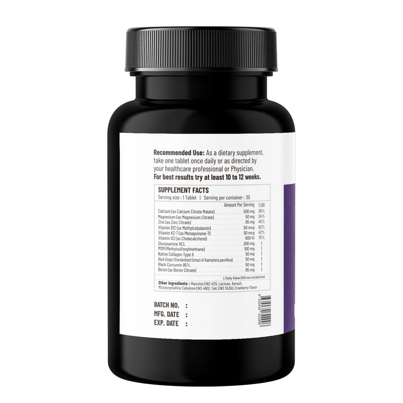 12-in-1 Calcium & Collagen Supplement – Glucosamine, MSM, D3, K2-7, B12, Magnesium – 30 Tablets – Non-GMO, Gluten-Free, Soy-Free