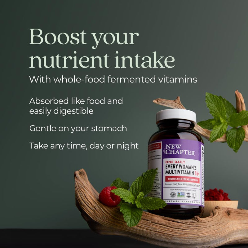 New Chapter Women's Multivitamin 50 Plus for Cellular Energy, Heart & Immune Support with 20+ Nutrients + Astaxanthin - Every Woman's One Daily 55+, Gentle on The Stomach, 72 Count 72 Count (Pack of 1)