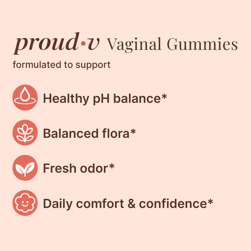 Proud·V - Vaginal Health Gummies - pH, Odor & Flora Support - Feminine Balance Wellness Formula - Hawaiian Pineapple - Vegan, Gluten-Free - 60 Gummies, 30 Servings