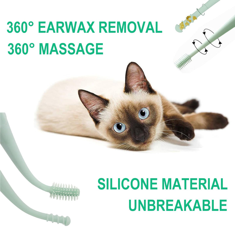 Dog Ear Cleaning Kit for Dogs and Cats, Pet Ear Care Grooming Tool Set with Pet-Safe Silicone Ear Cleaner, Tweezers, Scissors, Cotton Swabs and Cleaning Cloth
