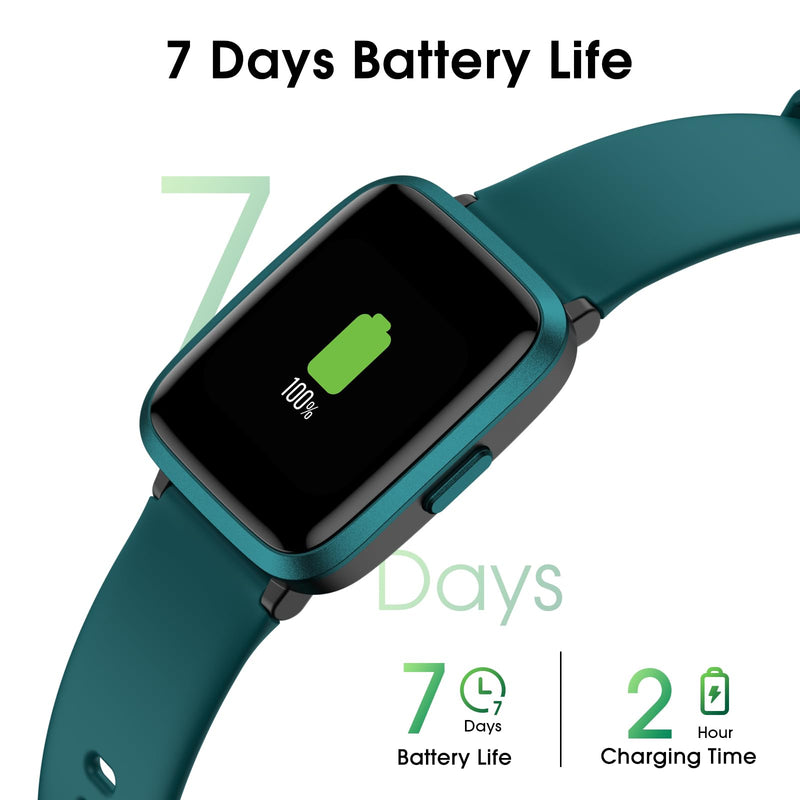 TYKOIT Smart Watch, Fitness Tracker with Heart Rate Monitor, Blood Oxygen, Sleep Tracker, 44mm Touchscreen Smartwatch for Android iOS Waterproof Pedometer Watches Step Calories Tracker for Women Men Green