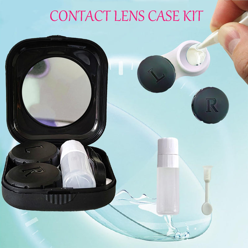 Contact Lens Case, 2 Pack Portable Contact Lens Box Kit with Mirror, Compact Soak Storage Kit for Travel (Black) Black - BeesActive Australia