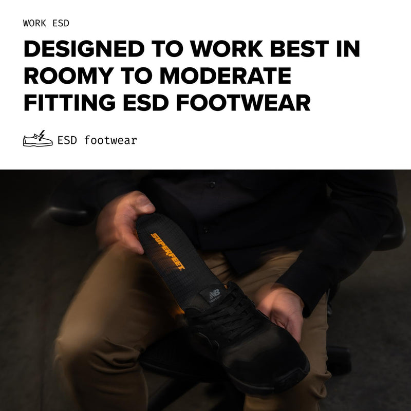 Superfeet Work ESD Insoles - Electrostatic Dissipative Protection, Heel Impact Cushioning & Durable Support for Safety Toe Boots and Work Shoes, 11.5-13 Men / 12.5-14 Women