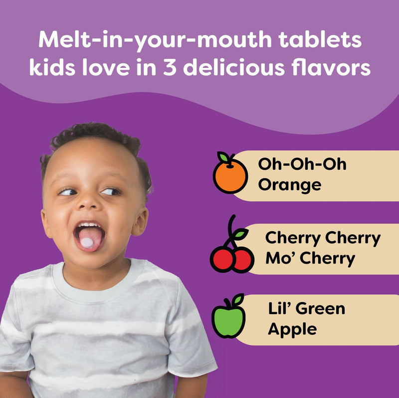 Renzo's Picky Eater Kids Multivitamin with Iron - Dissolvable Kids Vitamins with Iron, Zinc, Vitamin C, Vitamin D, E & K, Sugar-Free Melty Tabs, Cherry Flavor, 60-Count (1-2 Month Supply) | 18 Essential Vitamins & Minerals, Clean Label, Sugar-Free, Vit...