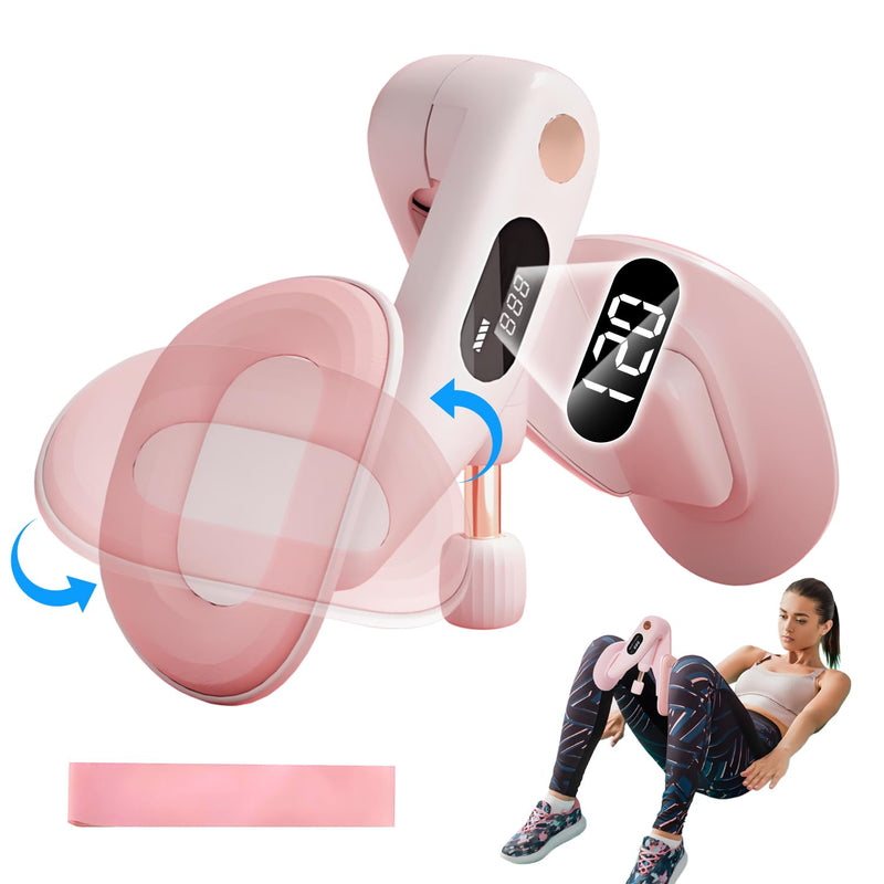 Thigh Master, Adjustable Thigh Trainer & Kegel Exerciser(10-70LB) with Leg Straps, Pelvic Floor Strengthener Devices for Women&Men, LED Counter, Postpartum Recovery, Home Gym Workout Equipment Pink - BeesActive Australia