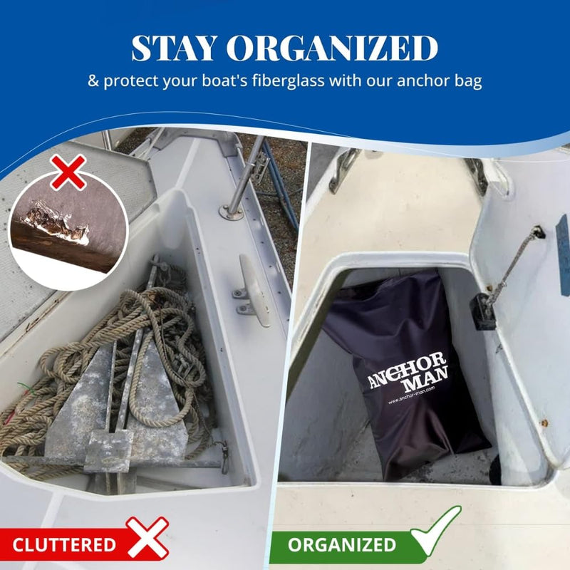 Anchor Man Waterproof Boat Anchor Bag, Heavy Duty Marine Rope Storage Bag for Life Jackets, Bumpers, Anchor Lines & Boat Accessories L-29 x W-18