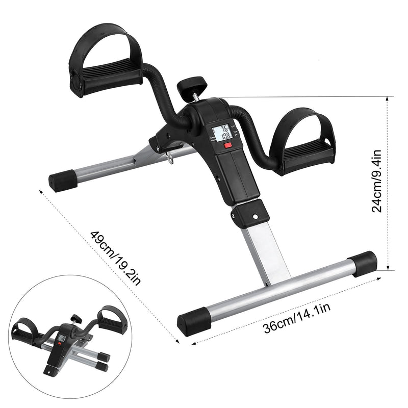 Folding Pedal Exerciser, Mini Under Desk Bike - Portable Foot Hand Cycle Peddler Machine Bicycle Exerciser for Arm Leg While Sitting Silver