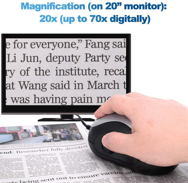 Electronic Low Vision Reading Aid - Portable Mouse Digital Magnifier with 10 Color Modes and Image Freeze for Visually Impaired, Parental Gift,Silver Silver