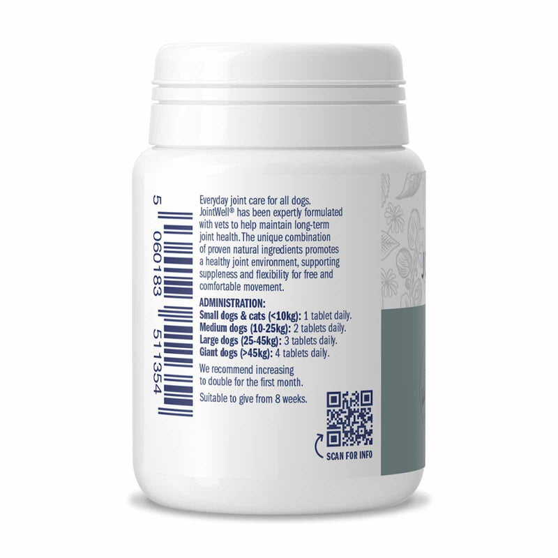 Dorwest JointWell 100 Tablets for Dogs & Cats – Natural Dog Supplements to Support Joint Mobility and Comfort, with Glucosamine, Chondroitin, Zinc, Vitamin C and Hyaluronic Acid