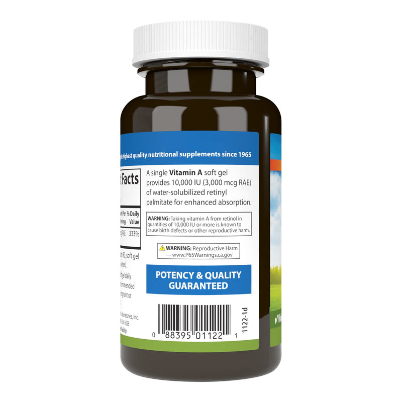 Carlson - Vitamin A Solubilized, 10000 IU (3000 mcg RAE), Water Soluble, Vision Health, 250 Softgels - BeesActive Australia