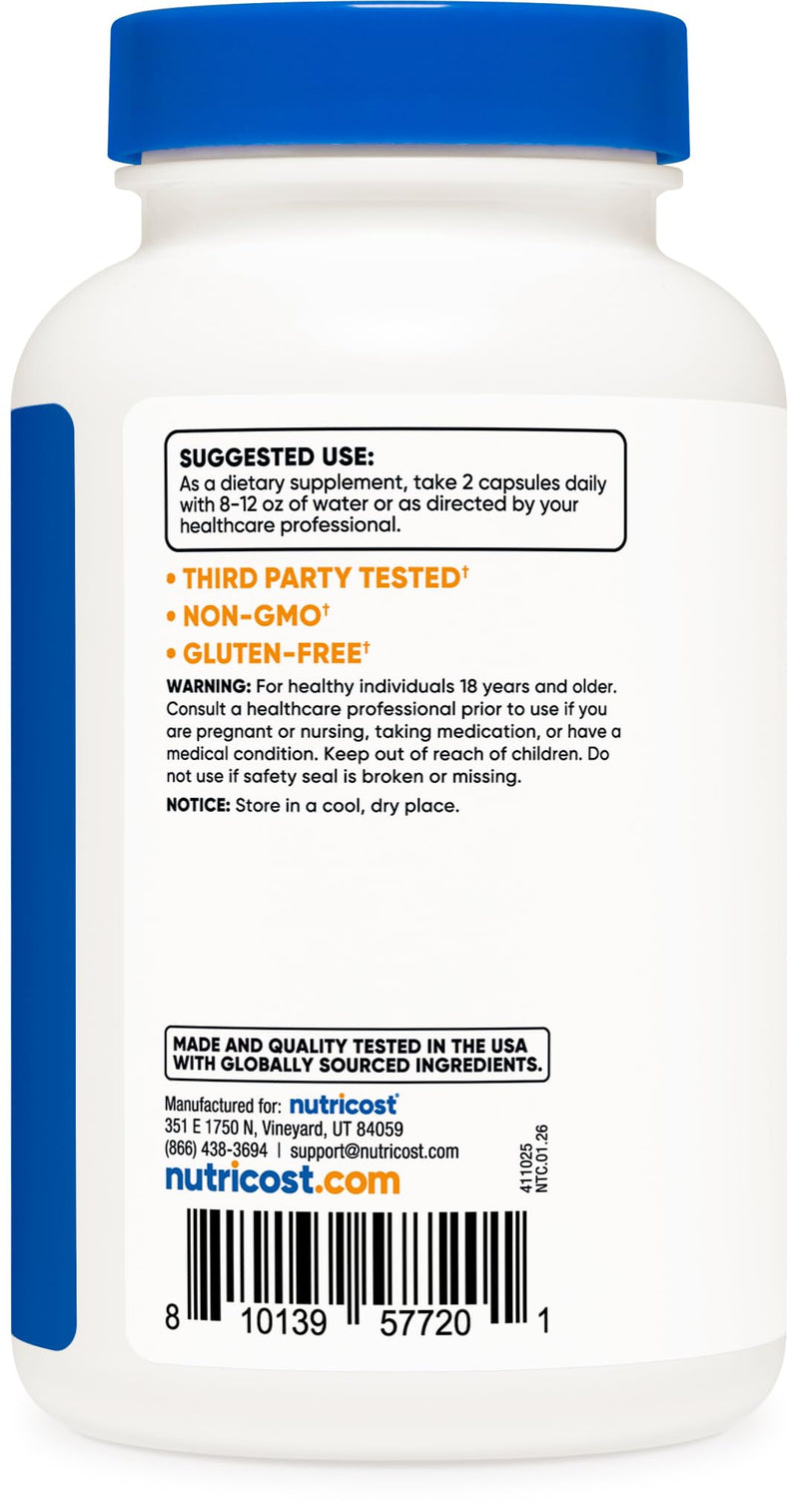 Nutricost Magnesium Glycinate + Malate (250mg) 120 Caps, High Absorption | With Vitamin D, Vegan, Gluten-Free, GMO-Free, 60 Servings