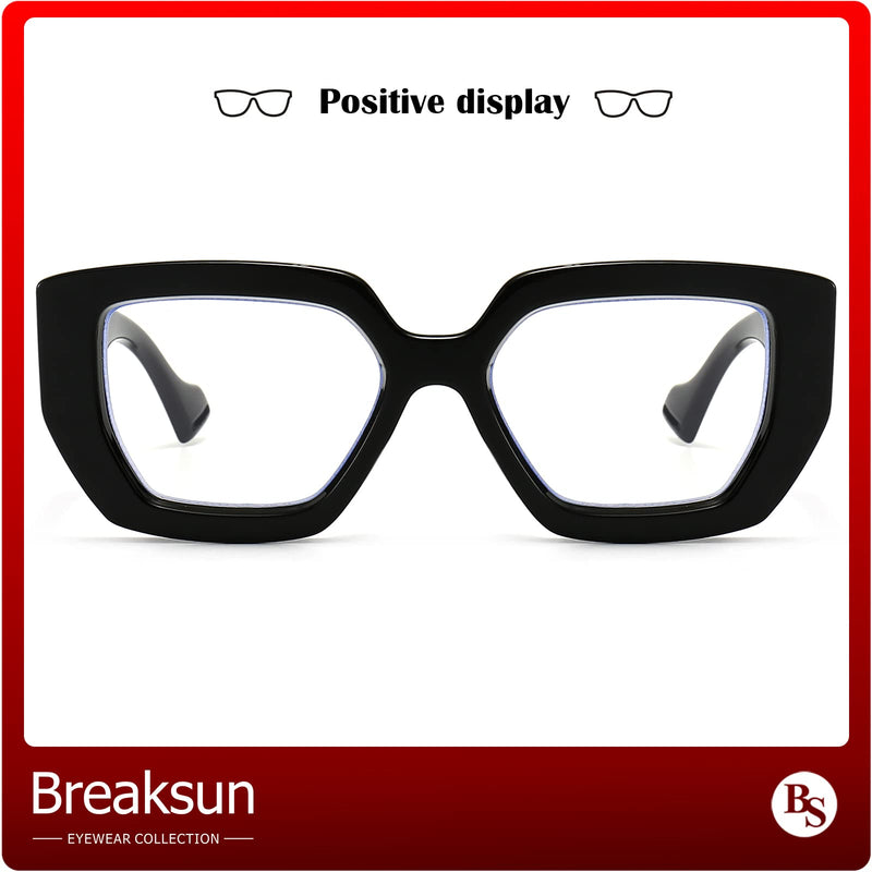 Thick Frame Blue Light Glasses for Women Men Fashion Oversized Square Computer Gaming Eyeglasses A1 Black 54 Millimeters - BeesActive Australia