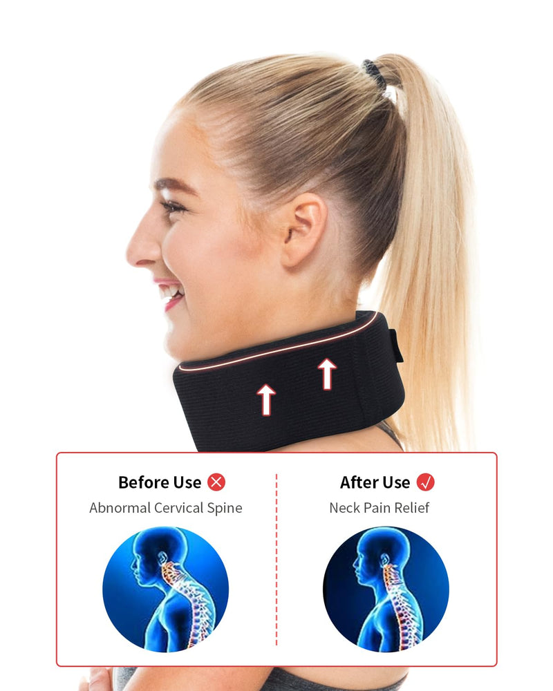 Neck Brace for Neck Pain and Support, Soft Foam Cervical Collar for Sleeping, Adjustable Neck Support Brace, Wraps Keep Vertebrae Stable and Aligned (Size：S) Black Small - BeesActive Australia
