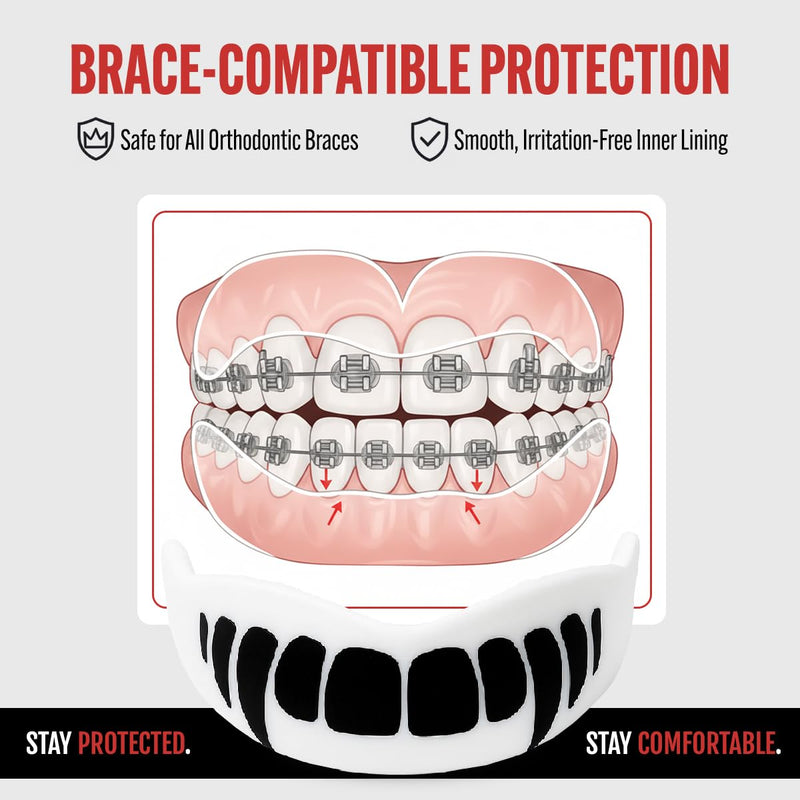 Sports Mouth Guard - Black Fangs Youth Mouth Guard with Boil & Bite Custom Fit- Premium Impact Mouthguards for All Sports - Trusted by Athletes Nationwide for Superior Protection and Fit - BeesActive Australia