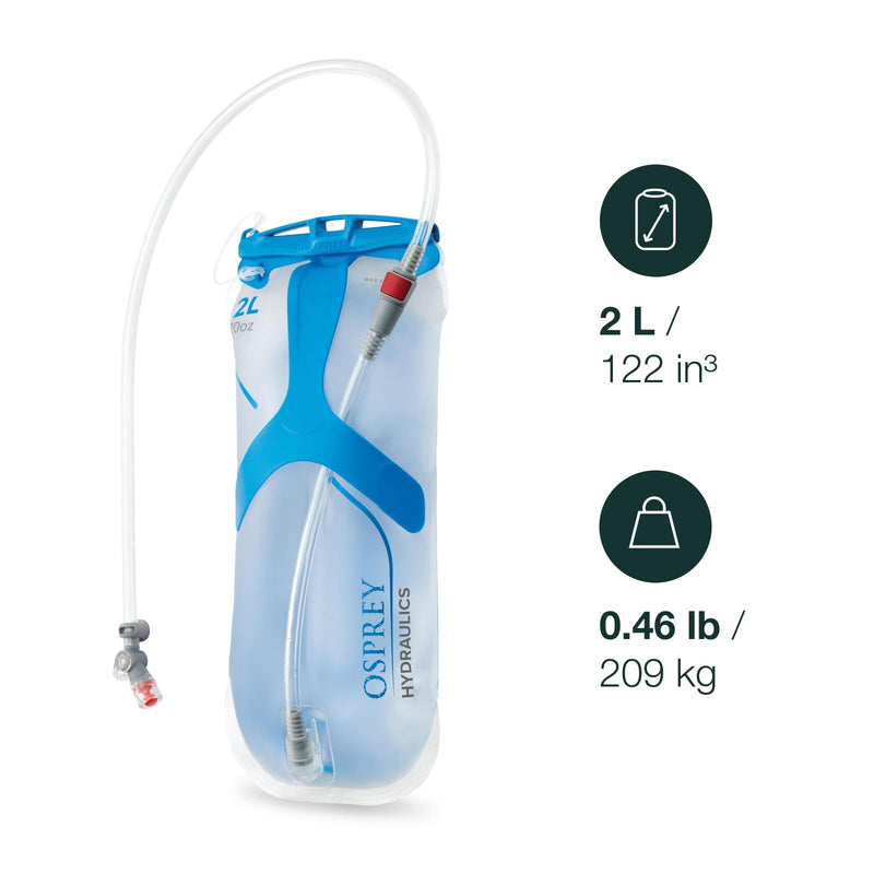 Osprey Hydraulics Backpack Water Reservoir with Bite Valve - BPA-Free, Leakproof Hydration Bladder with QuickConnect and Slide-Seal - Compatible with Most Hiking and Biking Packs, Clear 2L - BeesActive Australia