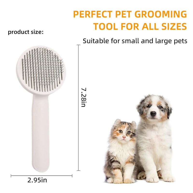 Versatile Pet Grooming Brush - Gently Removes Loose Undercoat, Suitable for Cats and Dogs, Ideal for Massage (Gray) Gray