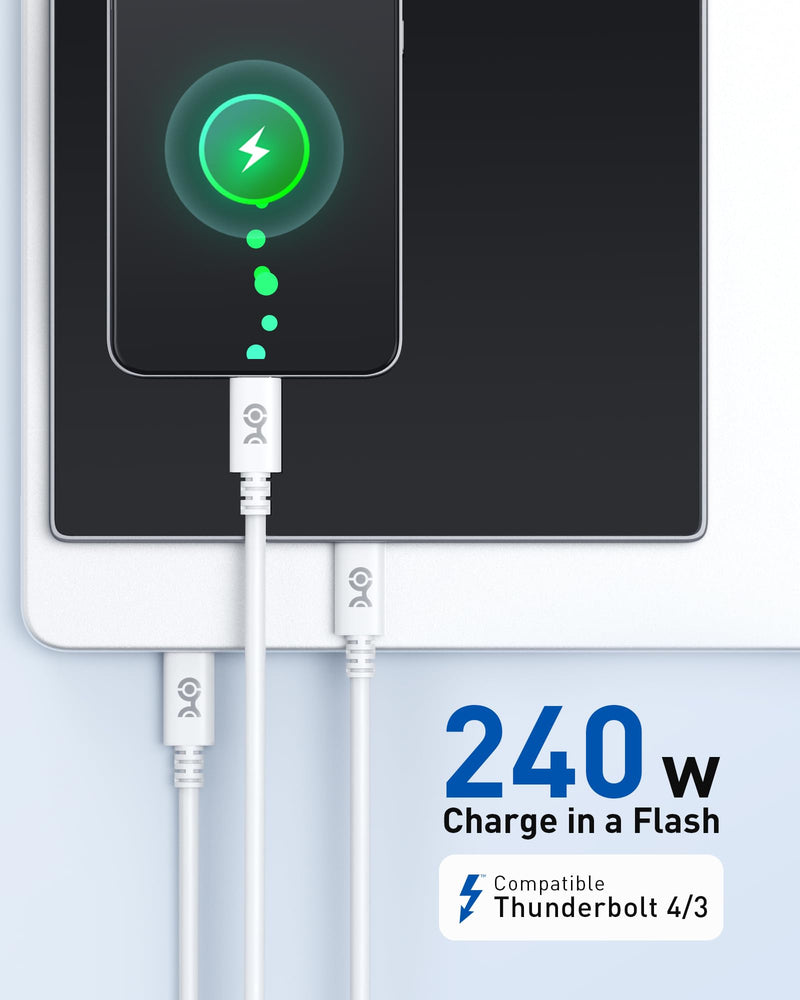 Cable Matters [USB-IF Certified] 240W USB C Cable 3.3 ft in White for MacBook Pro, iPad Pro, iPhone 15 Pro, Apple Vision Pro (140W USB C Charger Cable, USB C Charging Cable, USB 2.0, No Video) - BeesActive Australia
