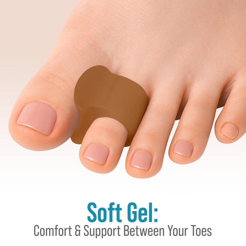 5 STARS UNITED Big Toe Spacers for Men & Women ‚Äì 4 Gel Separators for Overlapping & Curled Toes, Bunions, Alignment - Silicone Spreader, Corrector & Straightener, Honey Big 4 Pack Honey