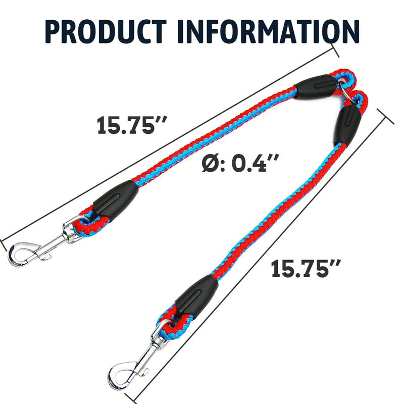 Two Dog Leash Splitter – Heavy-Duty No-Tangle Double Dog Leash with Multi-Layer Braided Rope, Zinc Alloy Clips, and Durable Fixed-Length Design for Walking Two Dogs - BeesActive Australia