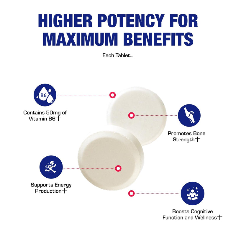 Calcium Magnesium B6 Supplement - Clinically Formulated Vitamin B6 50mg Complex for Energy Metabolism Krebs Cycle Heart Bone and Nerve Support with B1 B2 Niacin and Potassium (100 Servings)