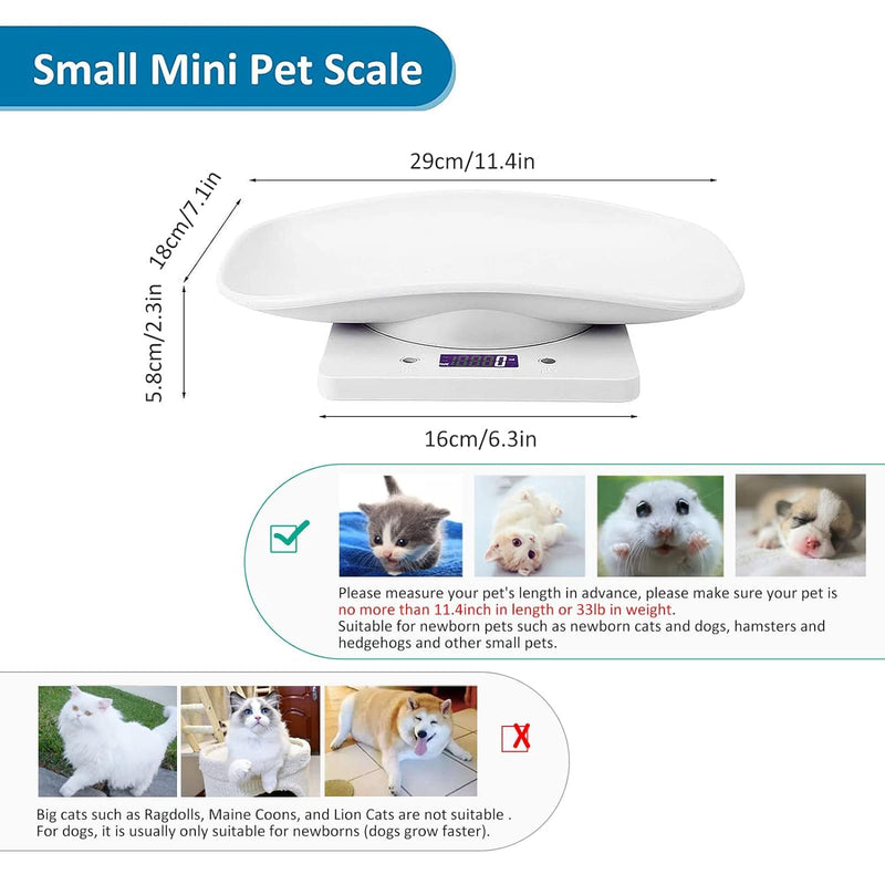 Digital Small Animals Scales for Weighing with Tape Measure, Puppy Whelping Scale Weigh Your Kitten, Rabbit with High Precision, Multifunction Electronic Baby Scales for Small Dogs Pet Scale&Tape - PawsPlanet Australia