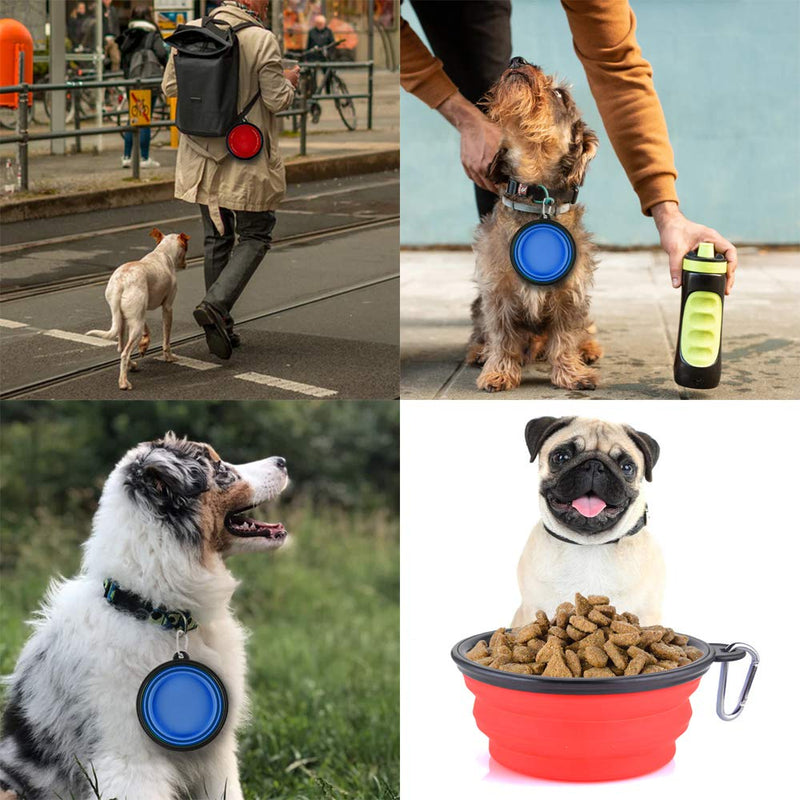 Large Collapsible Dog Bowls, 34oz Travel Water Food Bowls Portable Foldable Collapse Dishes with Carabiner Clip, 2 Pack (Blue + Red) Large,34oz 34oz-Blue&Red - BeesActive Australia