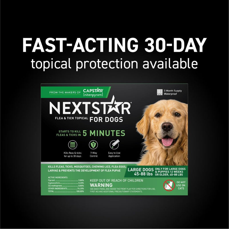 CAPSTAR Flea Treatment for Dogs Over 25 lbs (6 Doses) + NEXTSTAR Flea and Tick Prevention for Large Dogs 45-88 lbs (3 Doses) Bundle