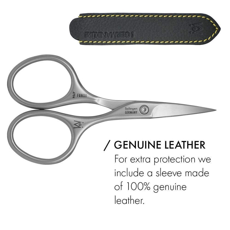 GERMANIKURE Professional Nail Cutter Scissors - FINOX Stainless Steel Nail Scissors - Curved for Nail Tips - Manicure Tools in Leather Case - Ethically Made in Solingen Germany - 4704 Leather Sleeve - BeesActive Australia